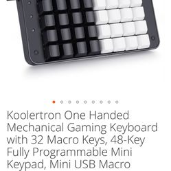 Koolertron One Handed Mechanical Gaming Keyboard, 48 Keys Fully Programmable Mini USB Macro Keyboard with Red Switch, for Gamers/Designers/Video Edito
