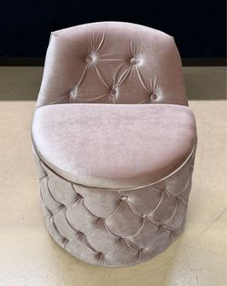 Tainoki Blush Pink Velvet Tufted Vanity Chair With Hidden Storage