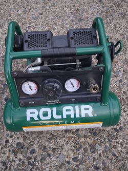 Rolair AB5plus .5hp 1gl 25lbs portable Quiet Air Compressor almost new condition. Many other tools for sale. Four pick up fremont sea. No low ball off