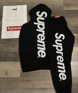 Supreme Black Hoodie and Sweatpants Set