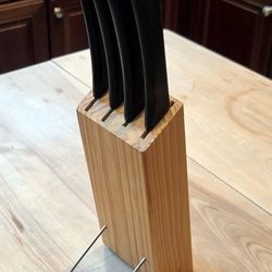 IKEA 4-PIECE KNIFE SET IN WOODEN BLOCK - NEW & UNUSED