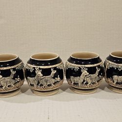 Marzi & Remy Ceramic Stein Mugs (6) with deer pattern #5458