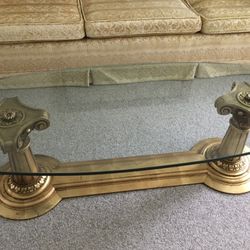 Glass Coffee Table Gold Bottom