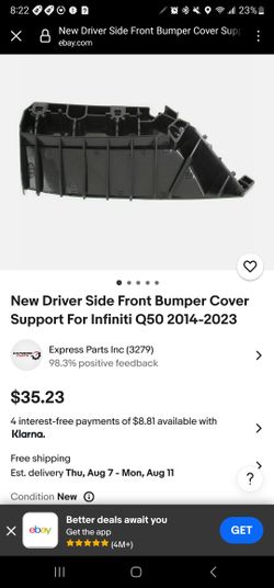 Driver's Side Door Front Bumper Cover Support For Infinity