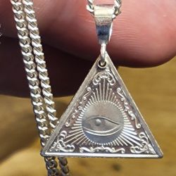 999 Fine Silver 2g - Pendant - Pyramid Illuminati Bar Solid Silver Bail 925 Pendant Only 