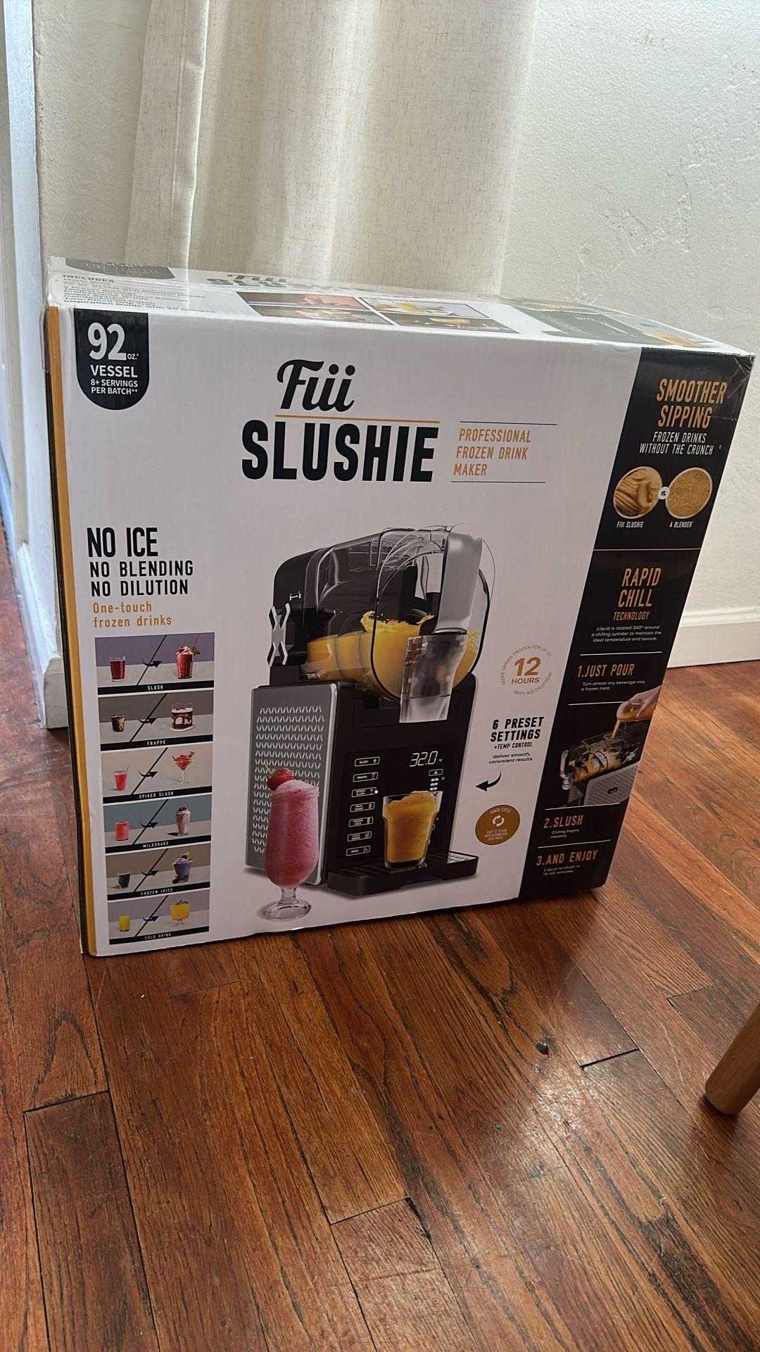 Fiii 92 oz Slushie Machine, Slushy Machine for Home, 6 Preset Programs, Quiet Operation, LED Display, Auto-Clean, No Ice Needed, Perfect for Milkshake