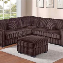 BRAND NEW 4PCS SECTIONAL SOFA SET WITH OTTOMAN AND ACCENT PILLOW INCLUDED $569