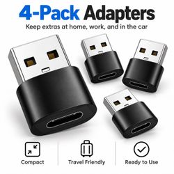 USB-A to USB-C Adapter 4-Pack