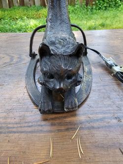 Vintage Bronze Cat Lamp