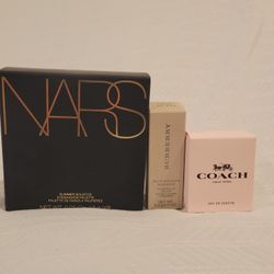 Nars eyeshadow palette, Burberry Lipstick & Coach EDP Splash