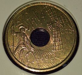 1996 Spain 25 Peseta Castilla La Mancha Coin