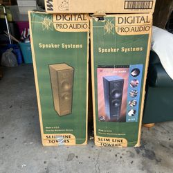 Slim Line Tower Speakers Set Of 2
