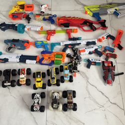 20 Nerf Guns and 9 Monster Trucks