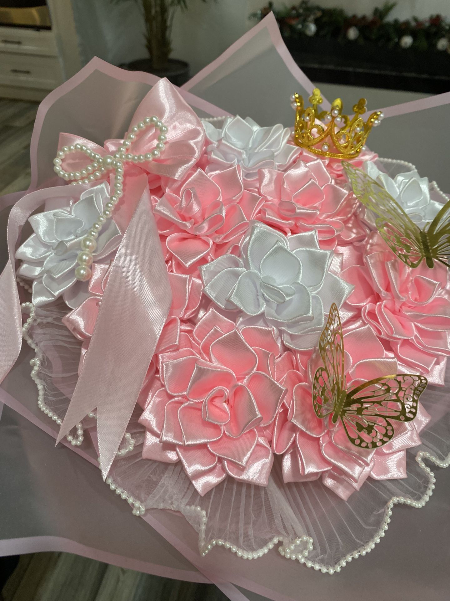 12 Pink And White Eternal Dahlia Flower Bouquet