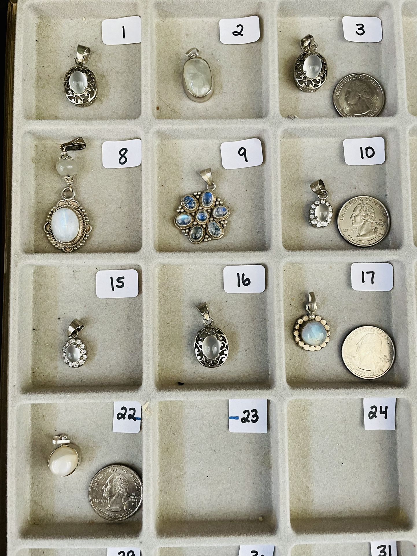 Moonstone And Silver Pendants