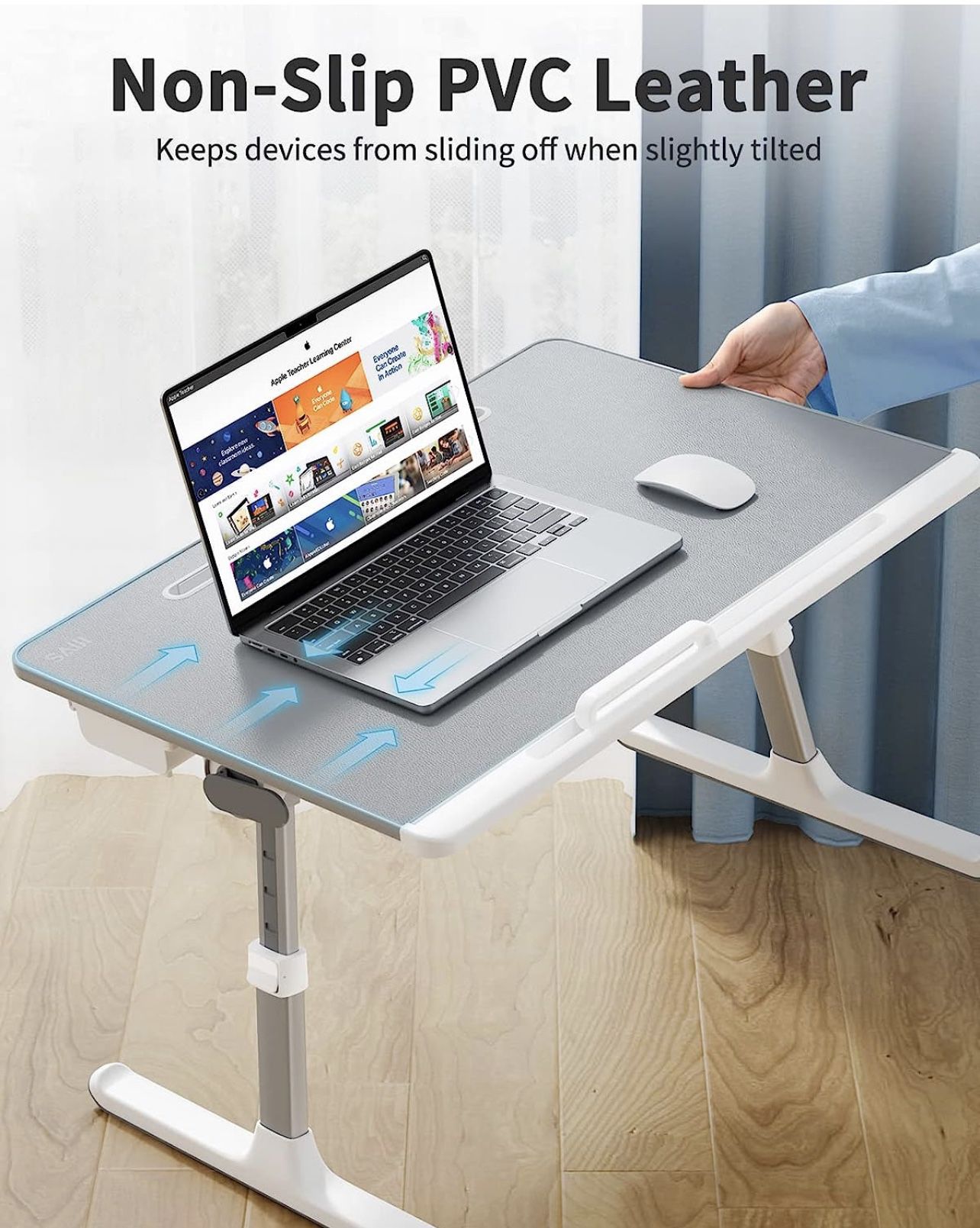 Laptop Bed Tray Desk, SAIJI Adjustable Stand for Bed, Foldable Table with Storage Drawer Eating