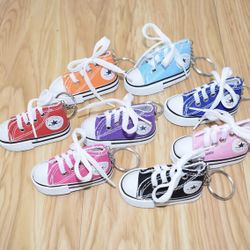 (8) Convers Key Chain All Star  Sneaker Keychain Authentic (Fiusha/White, Red/White, Blue/White), 3 x 2.8 x 0.9 inches
