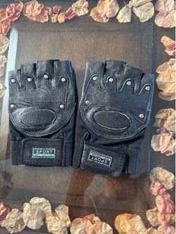 Sport Fingerless Leather Cycling Gloves Wrist Length Black Men's One Size