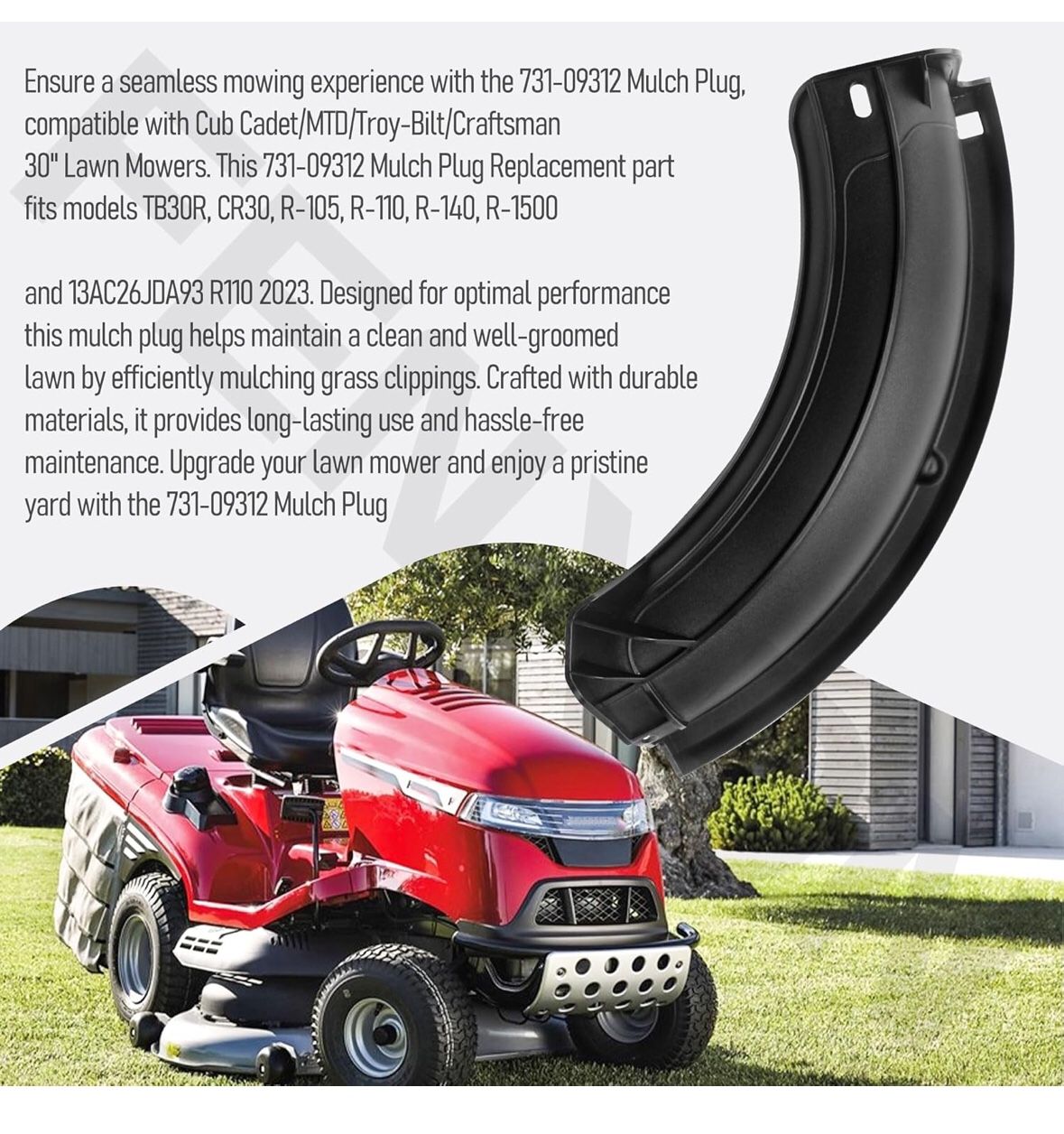 Mulch Plug 30" Deck Lawn Mower Tractor, Compatible Cub Cadet/MTD/Troy-Bilt/Craftsman