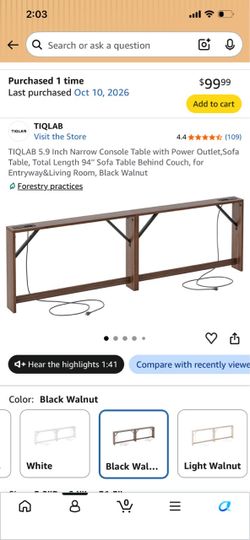 Console Sofa Table with Power Outlets