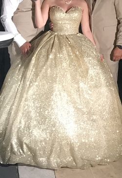 Gold glitter Quinceanera Dress