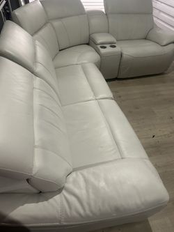 SECTIONAL GENUINE LEATHER RECLINER ELECTRIC WHITE COLOR ✅💥🚛DELIVERY SERVICE AVAILABLE 💥✅🚛