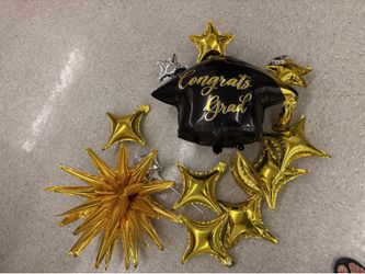 Gold Black Graduation Balloons