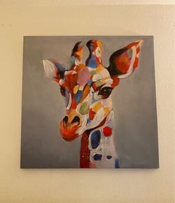 Set of 2 Canvas: Giraffe and Cow