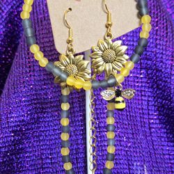 Bee/Flower Necklace/Bracelet/Earrings Set