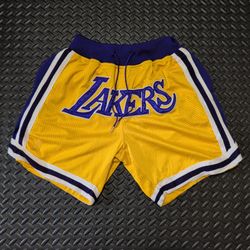Just Don Los Angeles Lakers Shorts NBA Yellow & Purple size S *1996-97*
