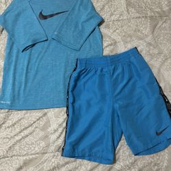 Nike Big Boys Short-Sleeve Hydroguard Swim Top and Swim Trunks