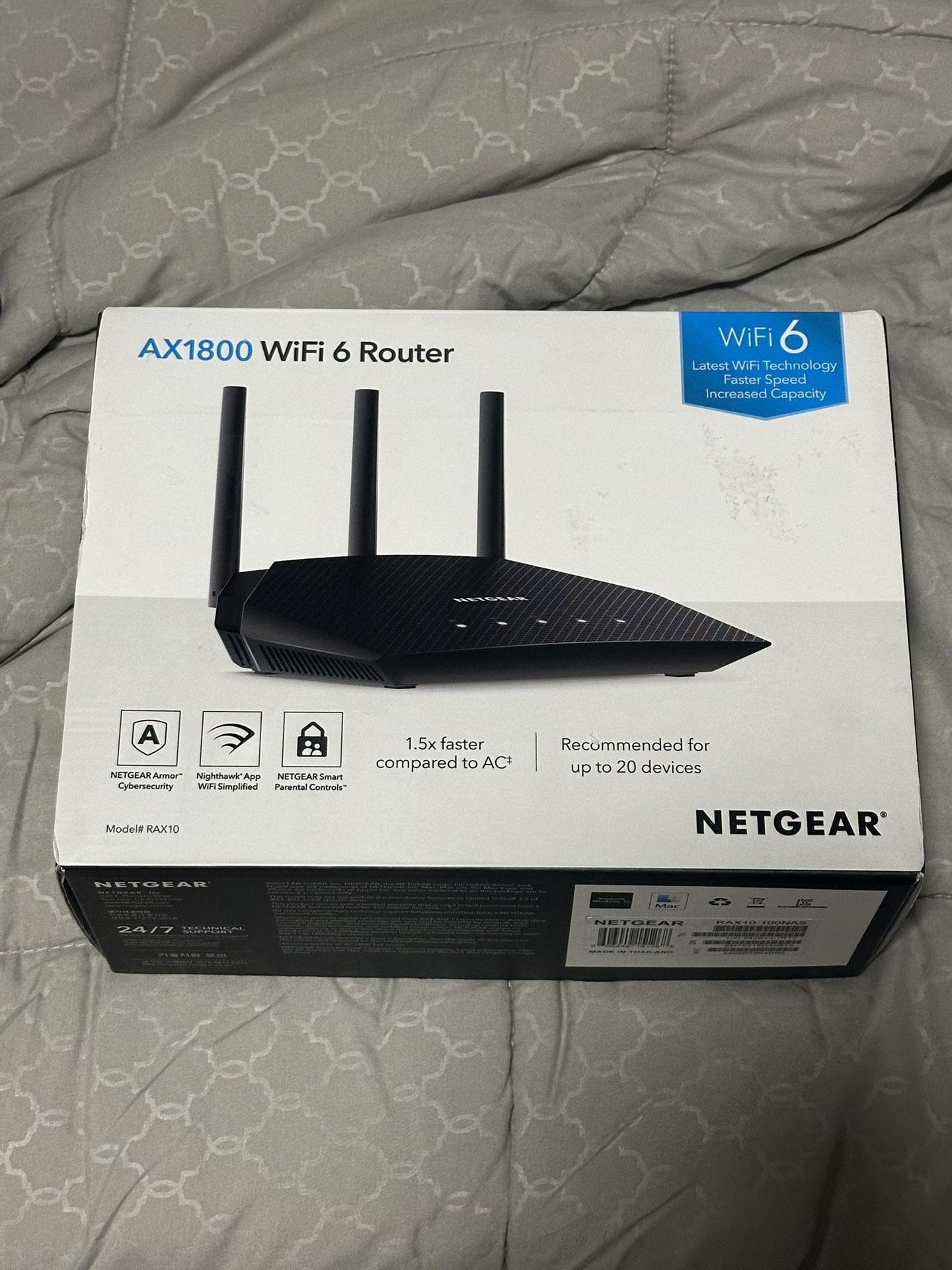 Netgear RAX10-100NAR 4-Stream AX1800 Dual-Band WiFi 6 Router