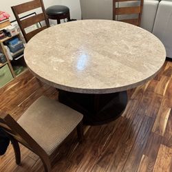 Kitchen Table. 54” Round Table With 4 Chairs. 
