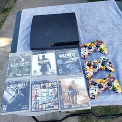 6 Games of choose, 3 Brand New controllers. Jailbreak Playstation 3 Slim 5000gb, PS3 With app you can download games or play disc Games any 6. $275!