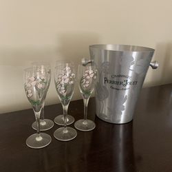 Perrier Jouet Champagne Ice Bucket And Flutes