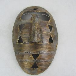 African? Tribal Folk Art Steel Metal Mask 11 3/4" Height X 7 1/2" Wide


