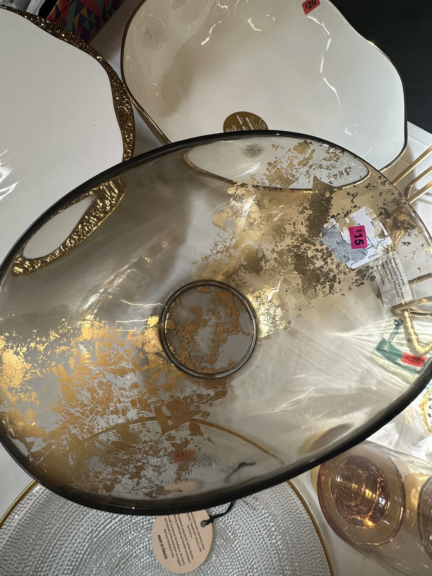 Glass Bowl With Gold