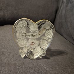 25th Anniversary Heart Display Dish