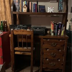Beautiful solid wood desk With Chair