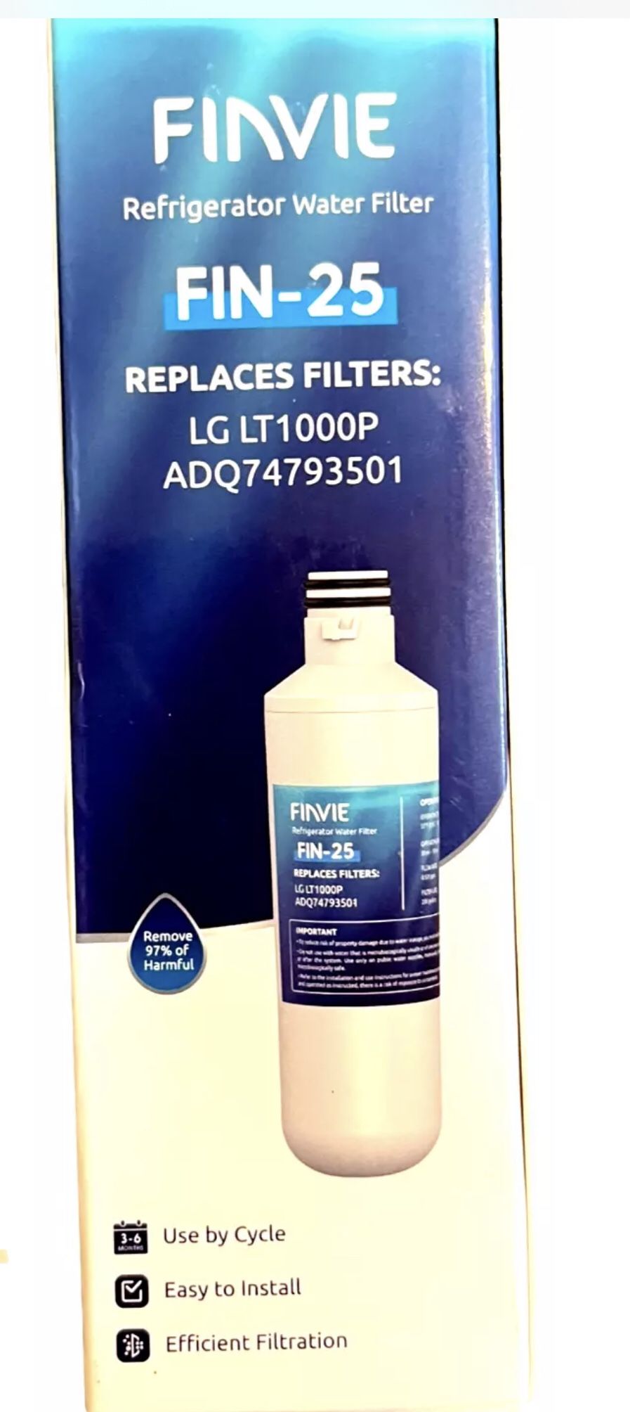 FINVIE FIN-25 Refrigerator Water Filter - Replaces LT1000P / ADQ(contact info removed)1