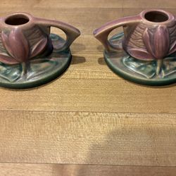 Roseville Water Lily Candle Holders