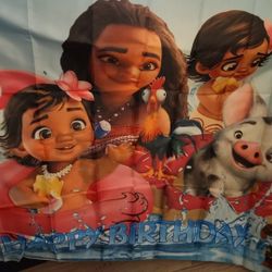 Moana Birthday Backdrop 