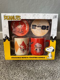 New Peanuts Halloween mugs and coasters set