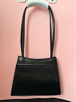 Y2K Black Faux Leather Mini Shoulder Bag