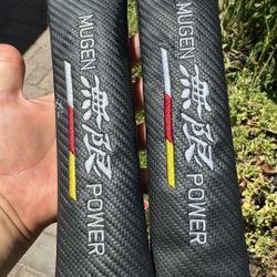 1 Pair Of Mugen Power Carbon Fiber Car Seat Belt Cover 