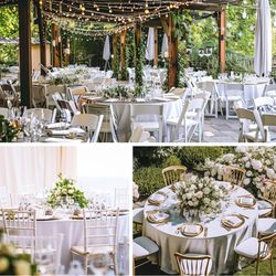 6 Pack White Round Tablecloth, 120 Inch Round Table Cloth Polyester Fabric Washable Table Covers for Wedding, Party, Banquet, Christmas Decorations, B