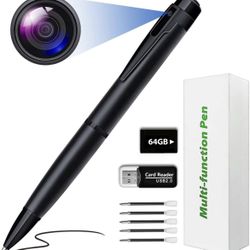 64GB Spy Camera Hidden Camera Pen Full HD 1080P Mini Spy Pen Camera Camcorder with Photo Taking,Nanny Cam Hidden Camera, Small Hidden Camera with Moti