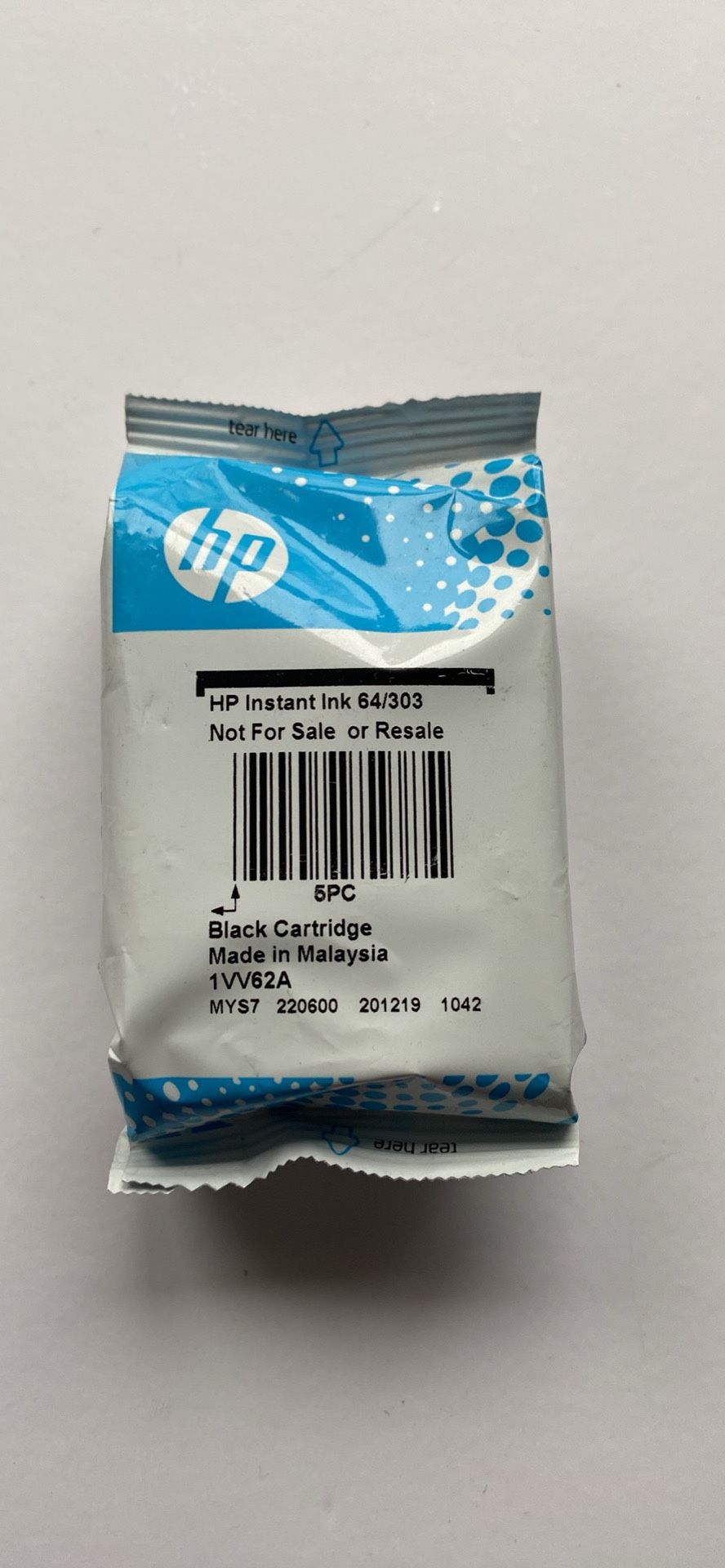 HP 64/303 Black Ink -New Genuine Sealed Foil Pack - No Box