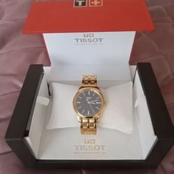 Tissot Women’s Gold Tone Black Dial Quartz Watch with Box