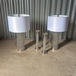 2 - Lamps and matching Candle Holders 